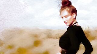 Sexy muse reveals her tits in the desert