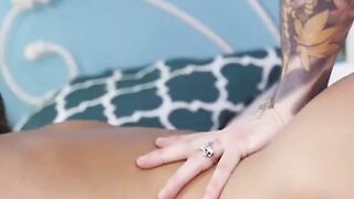 sexy inked schoolgirls threesome fucking with passion
