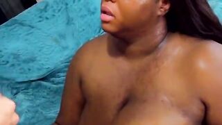 Fat Ebony Olivia Leigh Deepthroats an Ivory Staff Before Bouncing on It