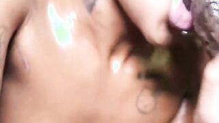 raven swallows blowing off on suga slim monster huge ebony cock