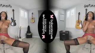 Solo African darling, Ashley Aliegh is cumming, inside VR