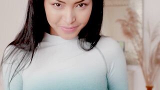 Exotic naked asian yoga beauty posing