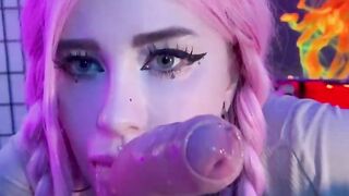 Close Up Languid Slobbery Throat Romantic Gentle Blowjob Cumshot In Mouth