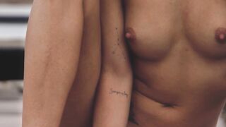 Hot Latina shows tattoo and hot pussy