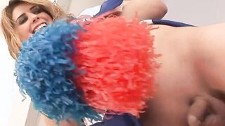 Shemale cheerleader Amy Daly sucks cock
