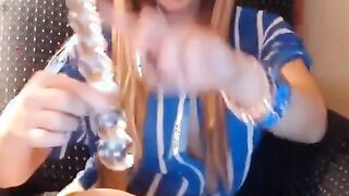 Busty Babe masturbates with her dildo