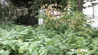 Redheaded Bae Pisses Long And Hard Inside Trees