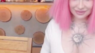 Dirty slut is tired of waiting for the order in the Restaurant and decided to have a