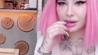 Dirty slut is tired of waiting for the order in the Restaurant and decided to have a