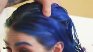 blue hair jewelz blu enjoys herself in the bathtub
