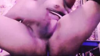 Huge tits trans in stockings wanks off on webcam