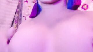 Huge tits trans in stockings wanks off on webcam