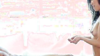 tiny asian kalina ryu rubs her pussy all over