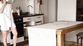 DOEGIRLS - Solo Morning On Kitchen Table With Goddess Mary