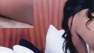 small ebony teen rides hard white cock