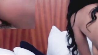 small ebony teen rides hard white cock