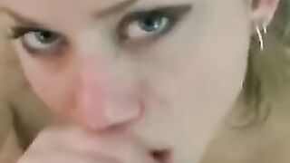 Racy bimbo licking nuts