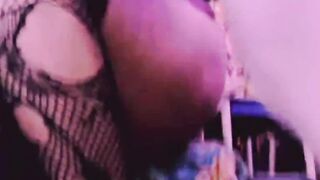 Busty big cock shemale jerks off on webcam