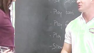 skinny high school teen fucked to orgasm by coach in class