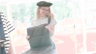 sexy teens team up to suck a huge cock