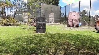 Hispanic gets facial and swallows cum after the paintball game