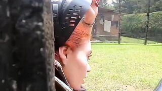 Hispanic gets facial and swallows cum after the paintball game