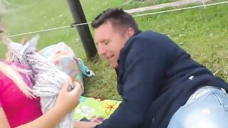 German mom blonde have sexdate at a farm