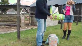 German mom blonde have sexdate at a farm