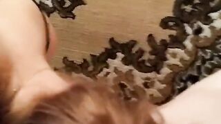 Blonde bimbo sucks me off with pleasure