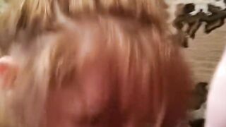 Blonde bimbo sucks me off with pleasure