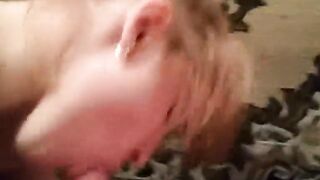 Blonde bimbo sucks me off with pleasure
