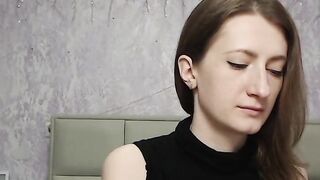 Amateur brunette flashes tit on webcam show