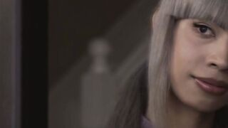 Ash gray haired TS gets analed in kitchen