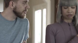 Ash gray haired TS gets analed in kitchen