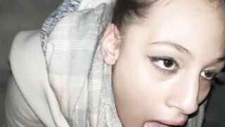 Public Bj - Cum sprayed in her mouth!