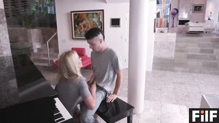 Vulgar Stepson Gets Milf To Fuck! Him During His Piano Practice