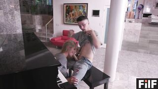 Vulgar Stepson Gets Milf To Fuck! Him During His Piano Practice