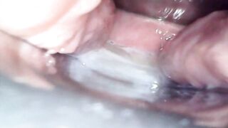 After breeding cum shot, play the turned on Vagina with semen