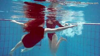 Diana Zelenkina and Simonna beauty brunettes in the pool