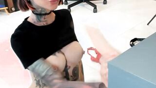 Tattooed Woman slides Her Fingers deep into Her Wet Pussy