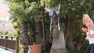 PASSION-HD Blonde Nailed With Cum Splash Facial Inside Backyard