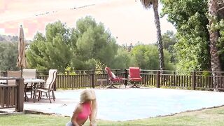 PASSION-HD Blonde Nailed With Cum Splash Facial Inside Backyard