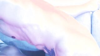 sexy blonde deepthroats a big dick in blue light 2