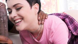 Cute Brunette With Short Hair Jade Valentine Sucks On Isiah Maxwell's Big Dick