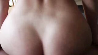 Natural Tits Rides Cock and Gives Oily Handjob