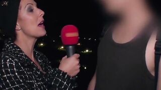 Real outdoor flashing street casting with unknown people