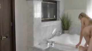 TS model gets analed by husbands friend in bathroom