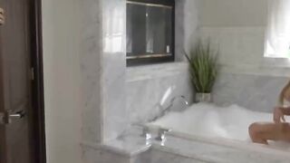 TS model gets analed by husbands friend in bathroom