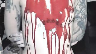 blowjob intense halloween orgy with 3 tattooed teens