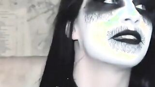 blowjob intense halloween orgy with 3 tattooed teens